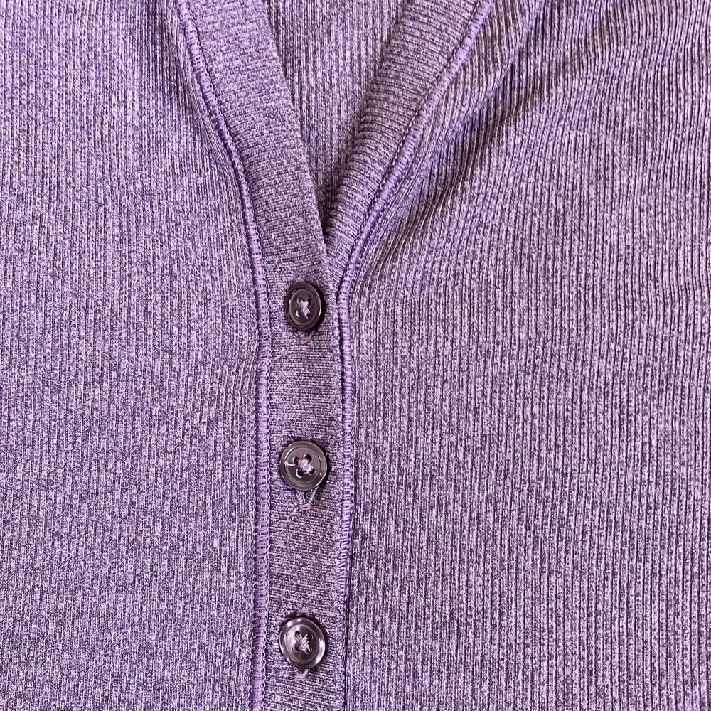 Athleta Sz XL Uptempo Ribbed Henley Top in Regal Plum Purple Stretchy Fitted - Picture 10 of 16